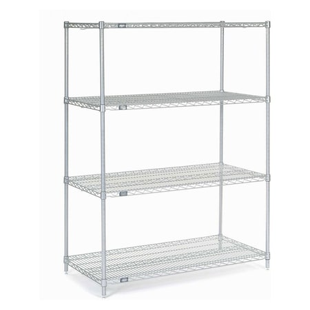 Nexel Nexelate Wire Shelving Starter Unit, Silver Epoxy, 48W X 24D X 63H 24486EP